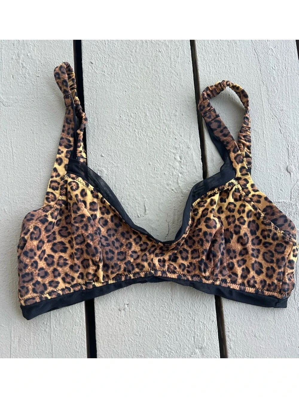 Free People intimately Erin Printed  Leopard Print Bralette, size S
